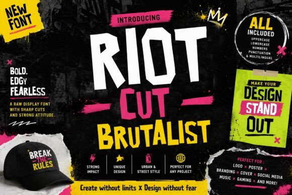 Riot Cut Brutalist: A Bold, Raw Typeface for Modern Design